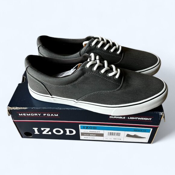 Izod Rangley Men's Lace Up Casual Canvas shoe Memory Foam Gray size 12 - Picture 1 of 9